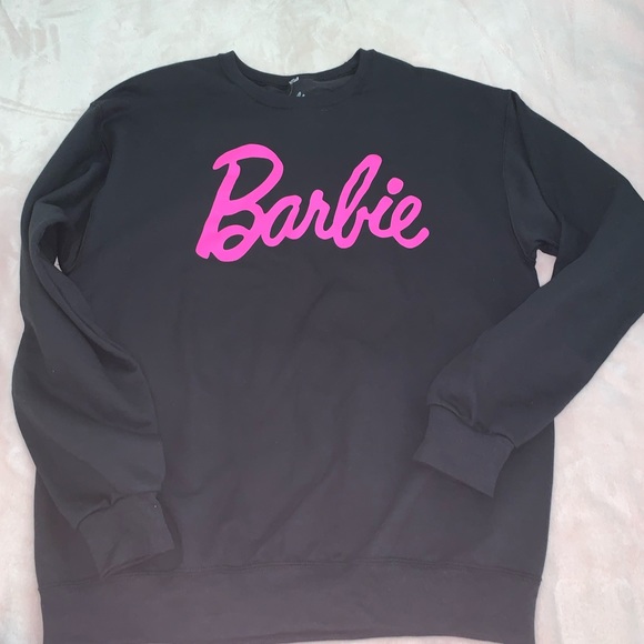 Barbie Tops - Barbie black and pink sweatshirt size large brand new with tags
Cotton mix